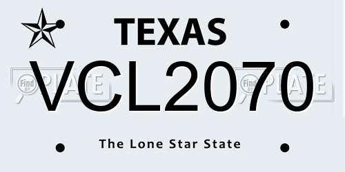 VCL2070 Texas License Plate