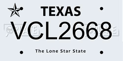 VCL2668 Texas License Plate