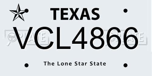 VCL4866 Texas License Plate