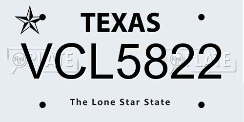 VCL5822 Texas License Plate