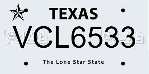 VCL6533 Texas License Plate