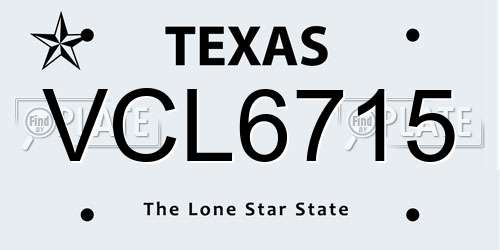 VCL6715 Texas License Plate
