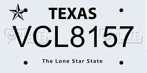 VCL8157 Texas License Plate