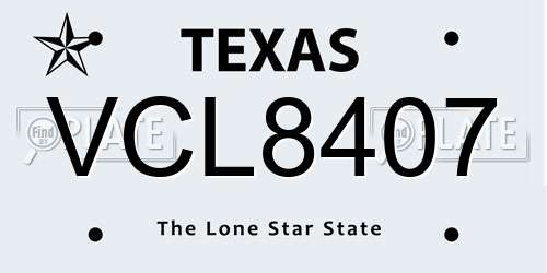 VCL8407 Texas License Plate