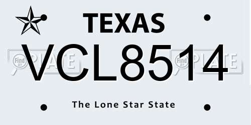 VCL8514 Texas License Plate