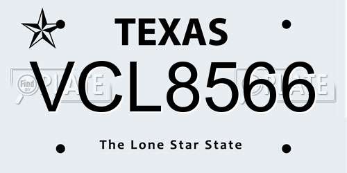 VCL8566 Texas License Plate