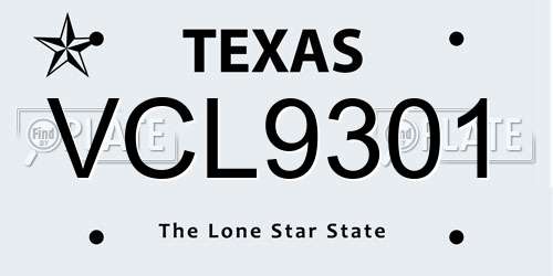 VCL9301 Texas License Plate