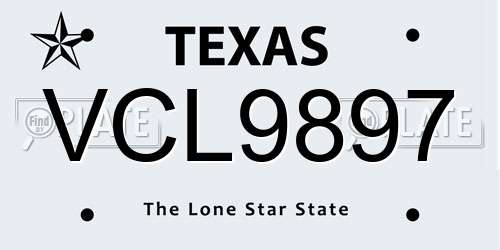VCL9897 Texas License Plate