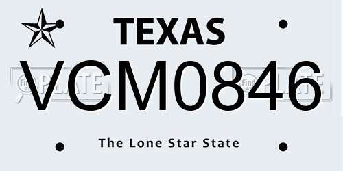 VCM0846 Texas License Plate