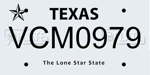 VCM0979 Texas License Plate
