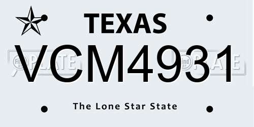 VCM4931 Texas License Plate