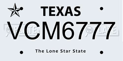 VCM6777 Texas License Plate