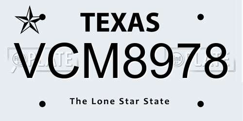 VCM8978 Texas License Plate
