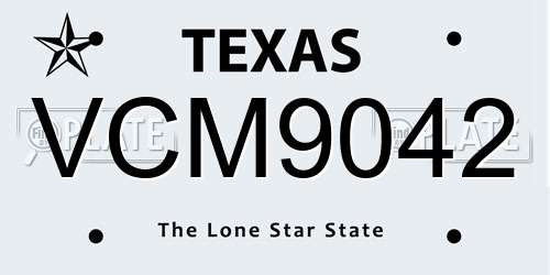 VCM9042 Texas License Plate