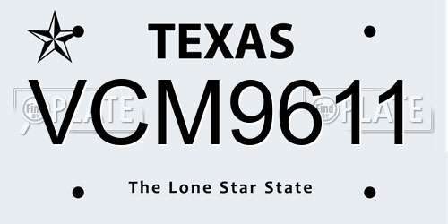 VCM9611 Texas License Plate