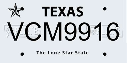 VCM9916 Texas License Plate