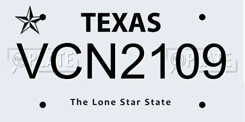 VCN2109 Texas License Plate