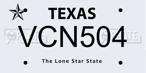 VCN504 Texas License Plate