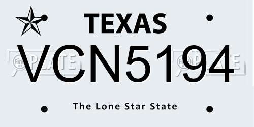 VCN5194 Texas License Plate