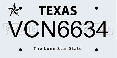 VCN6634 Texas License Plate