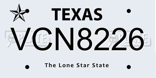 VCN8226 Texas License Plate