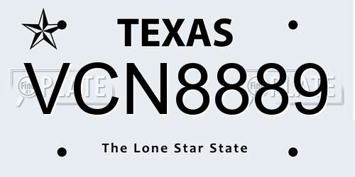 VCN8889 Texas License Plate