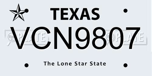 VCN9807 Texas License Plate