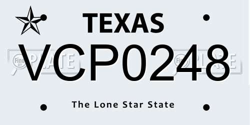 VCP0248 Texas License Plate