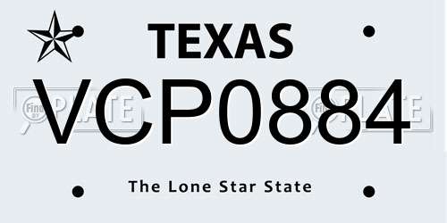 VCP0884 Texas License Plate