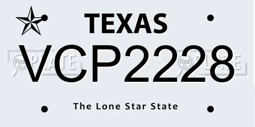 VCP2228 Texas License Plate