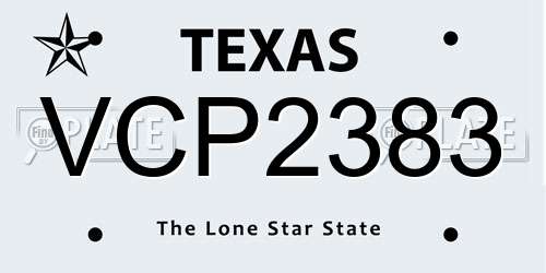 VCP2383 Texas License Plate