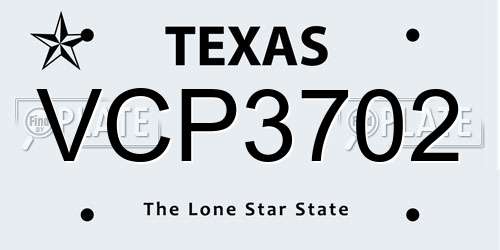 VCP3702 Texas License Plate