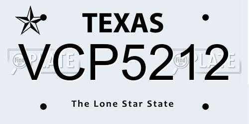 VCP5212 Texas License Plate