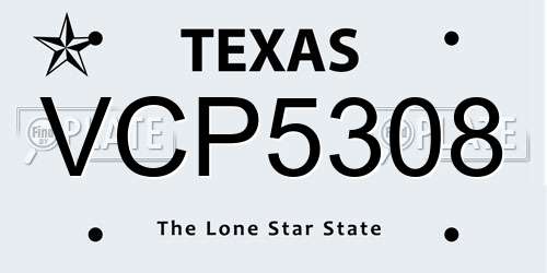 VCP5308 Texas License Plate