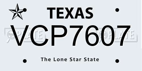 VCP7607 Texas License Plate