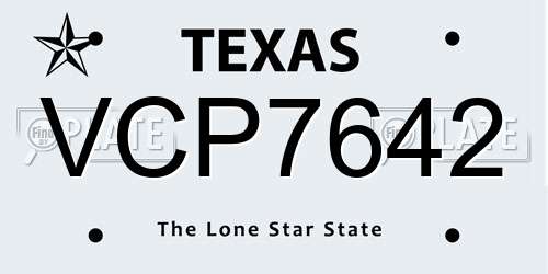 VCP7642 Texas License Plate