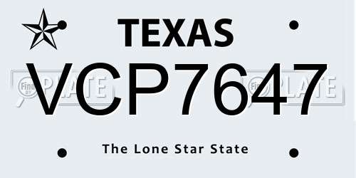 VCP7647 Texas License Plate