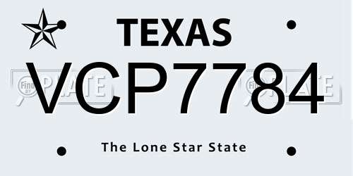 VCP7784 Texas License Plate