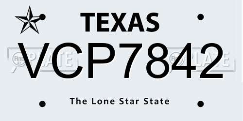 VCP7842 Texas License Plate