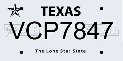 VCP7847 Texas License Plate