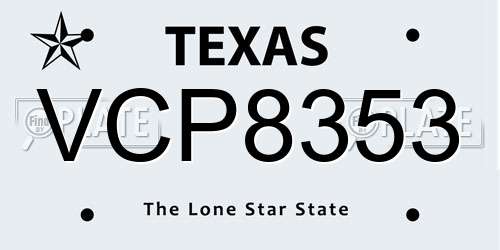 VCP8353 Texas License Plate