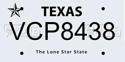 VCP8438 Texas License Plate