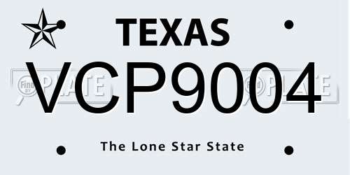 VCP9004 Texas License Plate