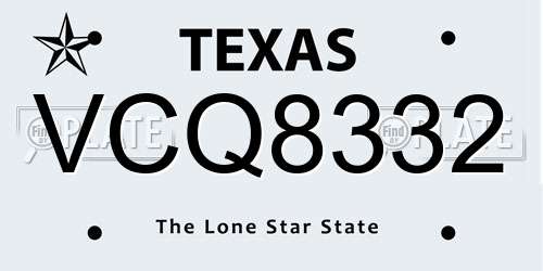 VCQ8332 Texas License Plate