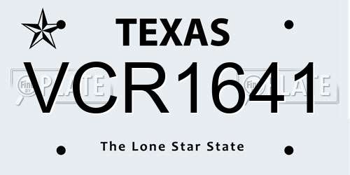 VCR1641 Texas License Plate