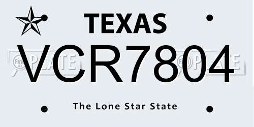 VCR7804 Texas License Plate