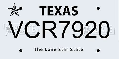 VCR7920 Texas License Plate