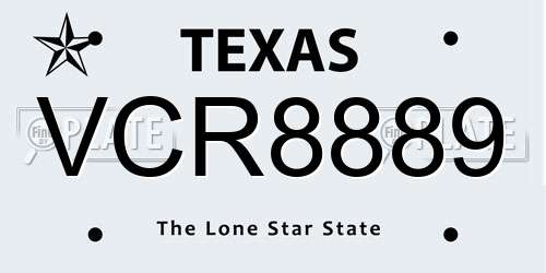 VCR8889 Texas License Plate