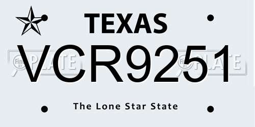 VCR9251 Texas License Plate