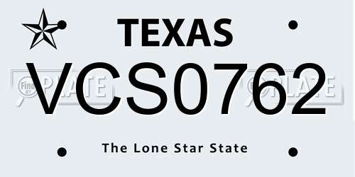 VCS0762 Texas License Plate